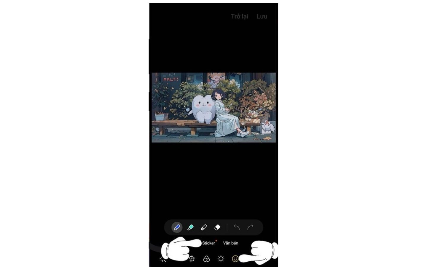 Hướng dẫn tạo sticker từ ảnh trên điện thoại Android, iPhone 2 Chèn sticker vào ảnh đã chọn để tạo sticker từ ảnh