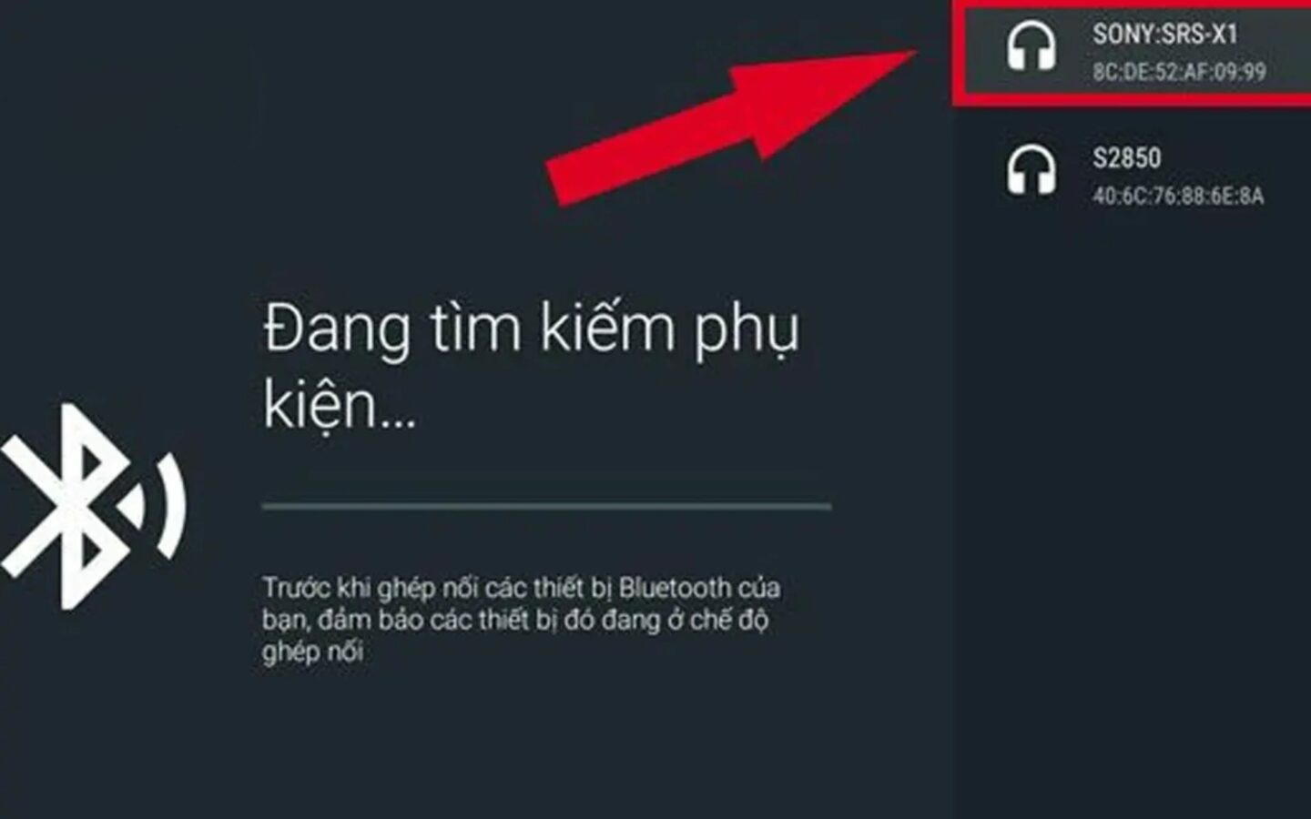 Khi tivi hiển thị danh sách thiết bị Bluetooth, chọn tên loa của bạn
