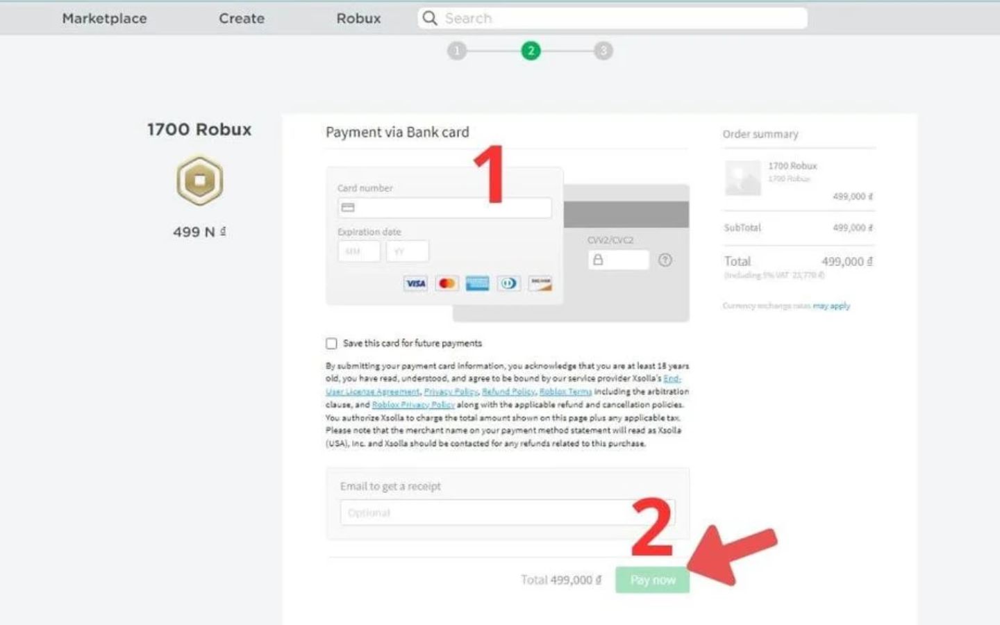 chi tiết nạp Robux bằng thẻ tín dụng đơn giản