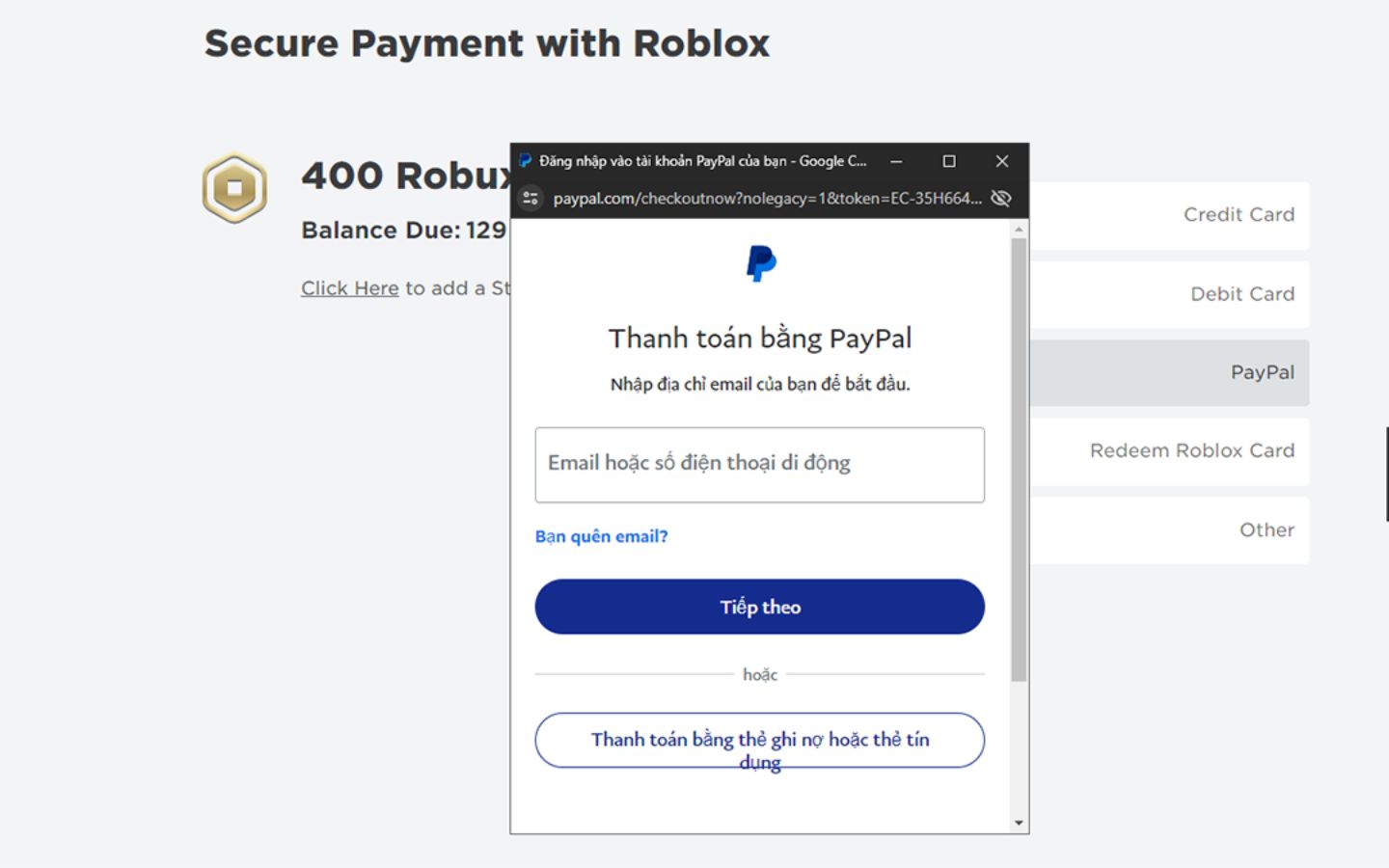 tổng hợp cách nạp Robux thông qua Paypal