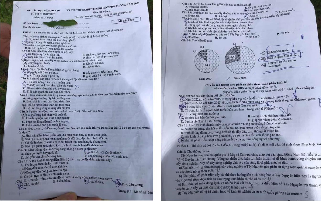 Đề thi môn Địa lý THPT 2025 mã 0905 trang 1 - 2