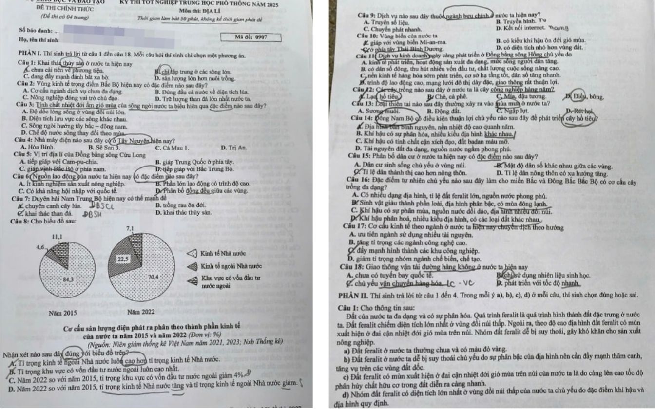 Đề thi môn Địa lý THPT 2025 mã 0907 trang 1 - 2