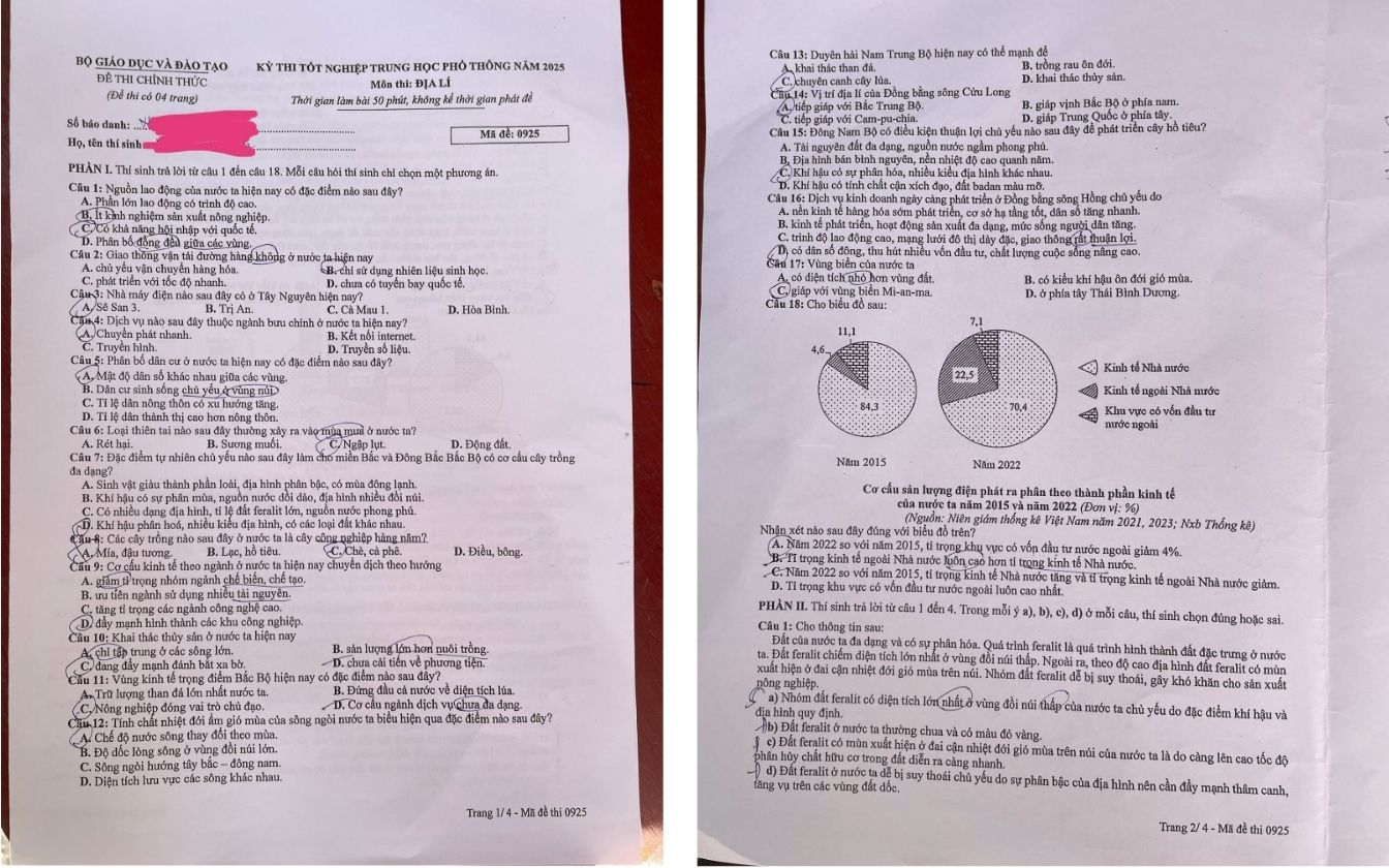 Đề thi môn Địa lý THPT 2025 mã 0925 trang 1 - 2