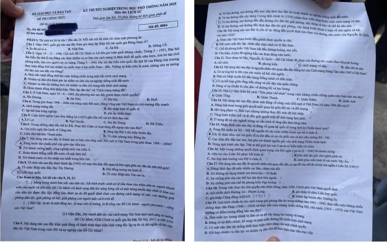 Đề thi môn Lịch sử THPT 2025 mã 0804 trang 1 - 2