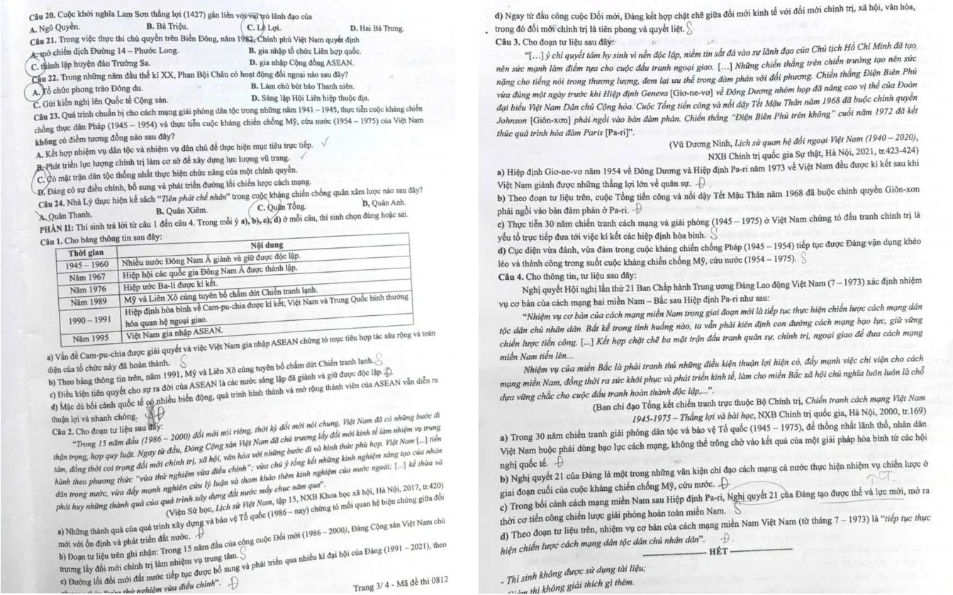 Đề thi môn Lịch sử THPT 2025 mã 0812 trang 3 - 4