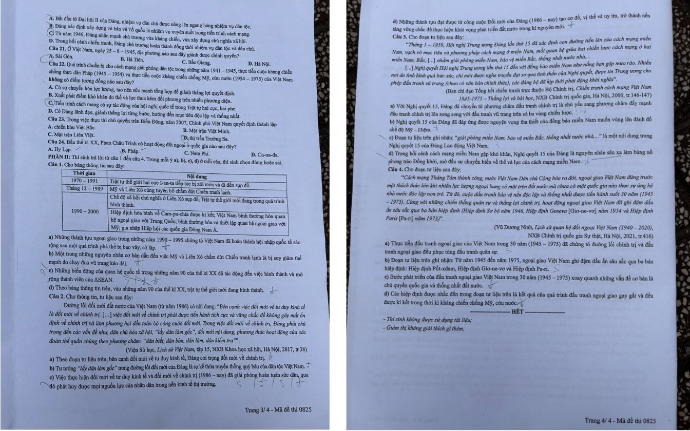 Đề thi môn Lịch sử THPT 2025 mã 0825 trang 3 - 4