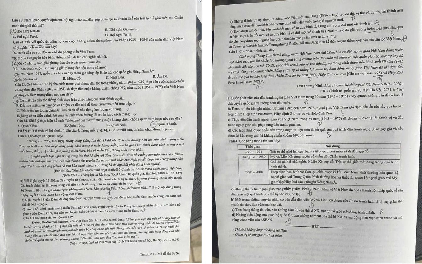 Đề thi môn Lịch sử THPT 2025 mã 0826 trang 3 - 4