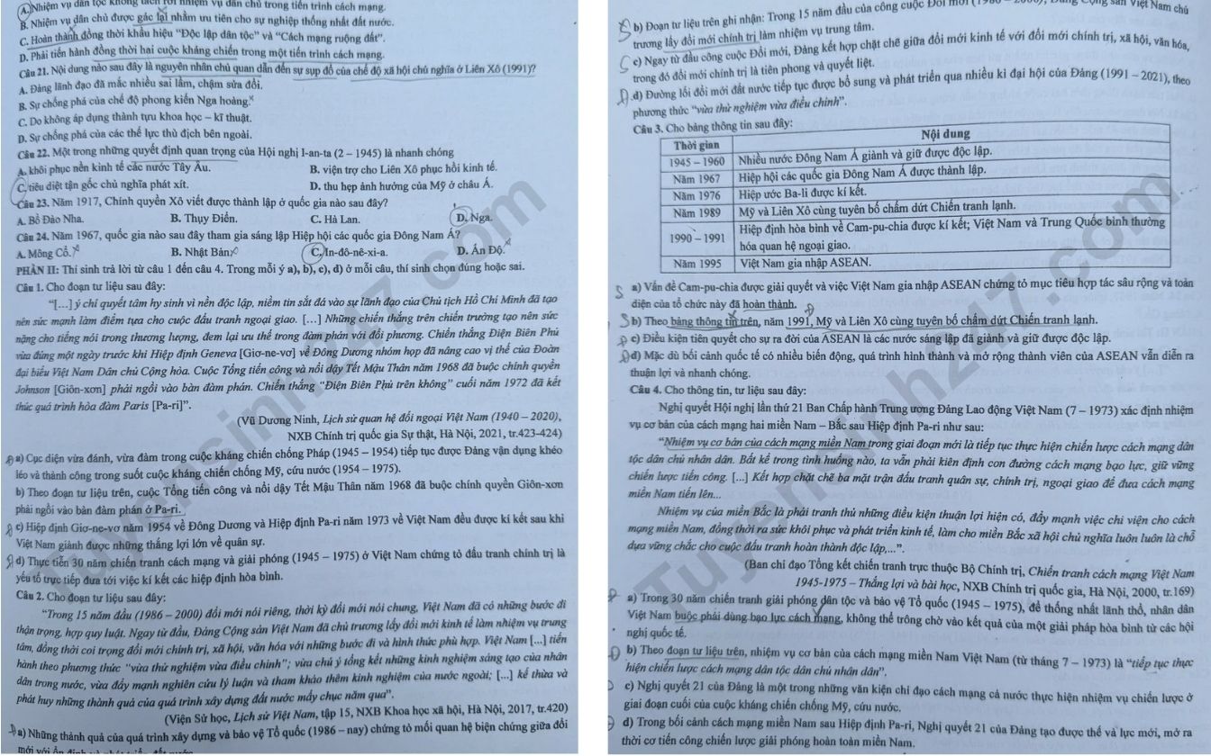 Đề thi môn Lịch sử THPT 2025 mã 0828 trang 3 - 4