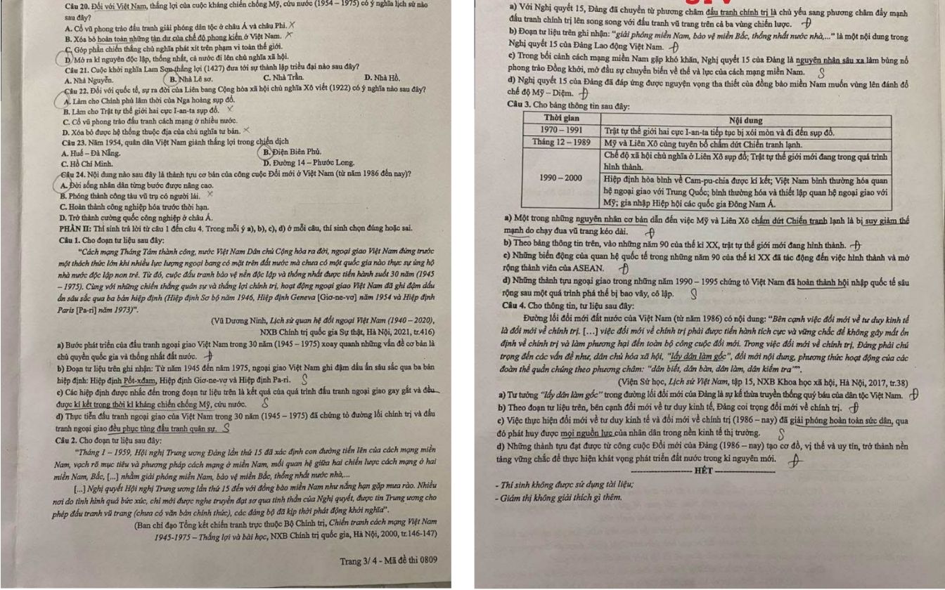 Đề thi môn Lịch sử THPT 2025 mã 0809 trang 3 - 4