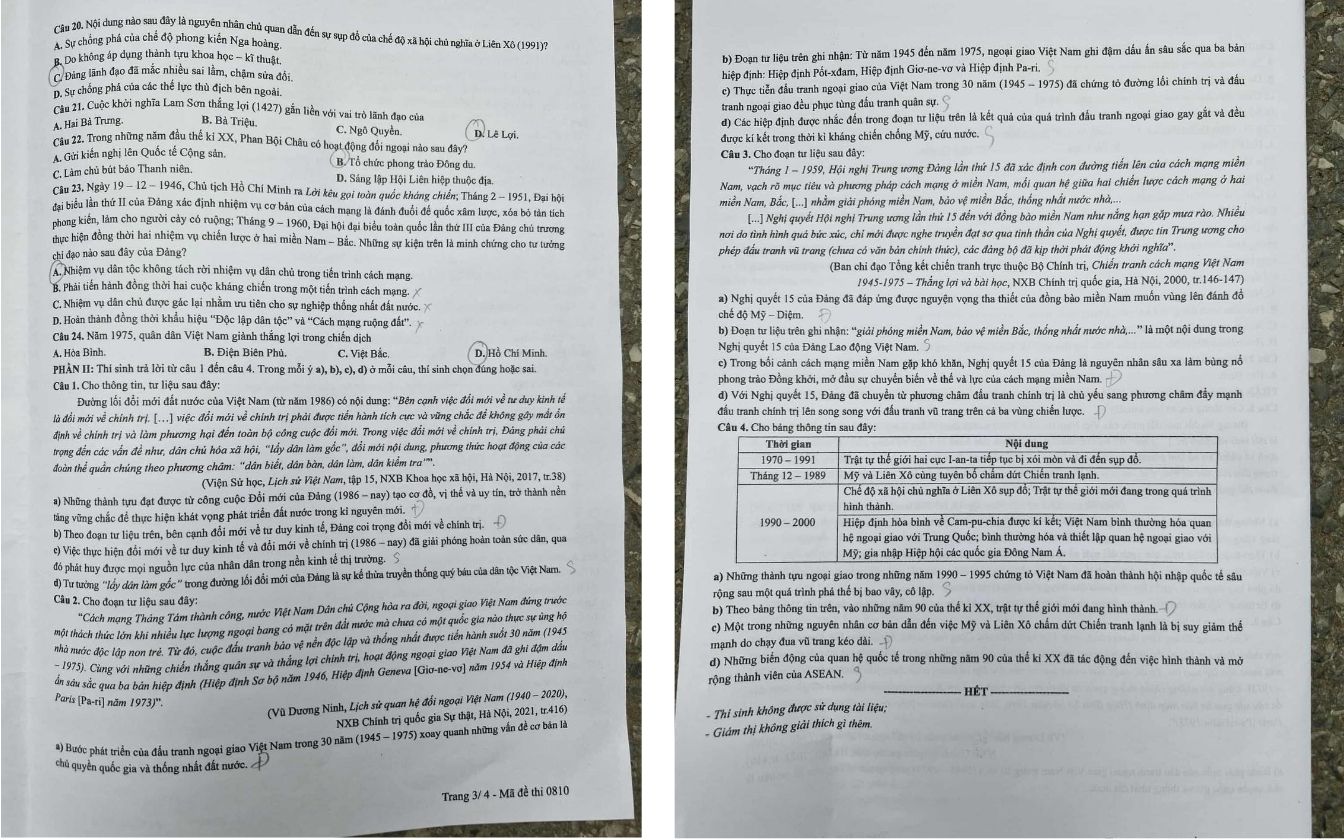 Đề thi môn Lịch sử THPT 2025 mã 0810 trang 3 - 4