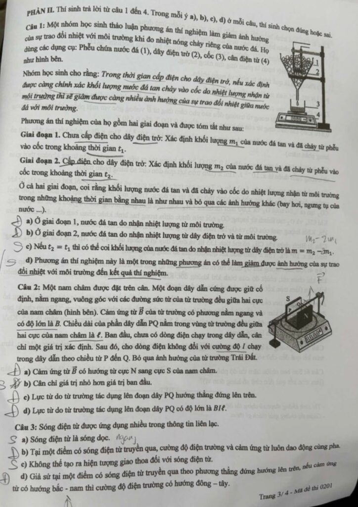 Đề thi môn Vật lý mã đề 0201 trang 3