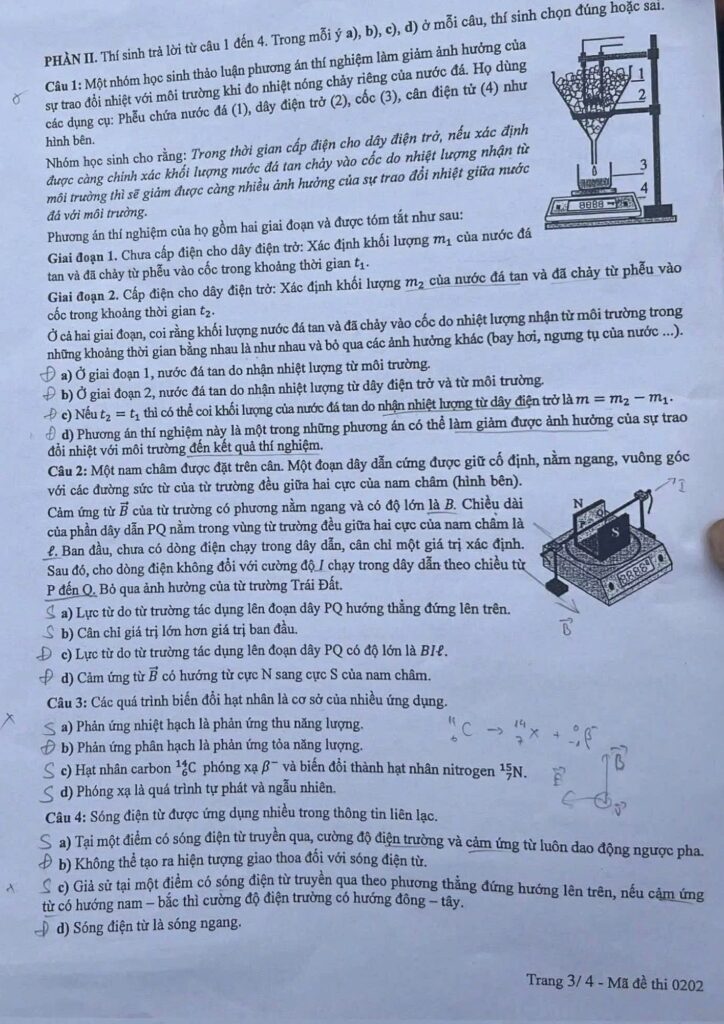 Đề thi môn Vật lý mã đề 0202 trang 3