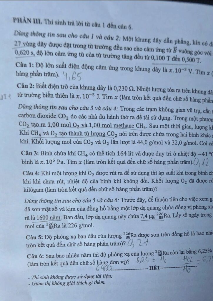 Đề thi môn Vật lý mã đề 0232 trang 4