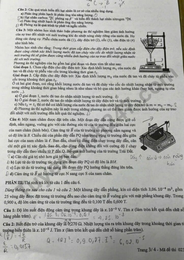 Đề thi môn Vật lý mã đề 0233 trang 3