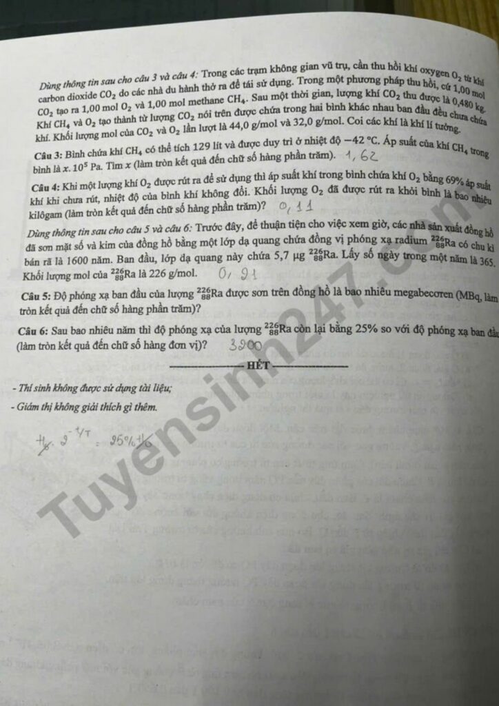 Đề thi môn Vật lý mã đề 0233 trang 4