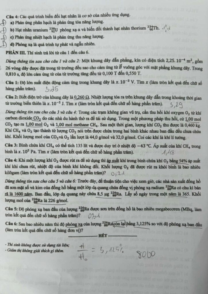 Đề thi môn Vật lý mã đề 0201 trang 4