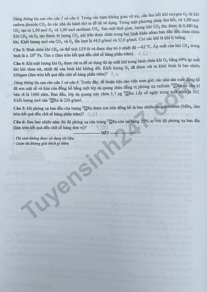Đề thi môn Vật lý mã đề 0215 trang 4