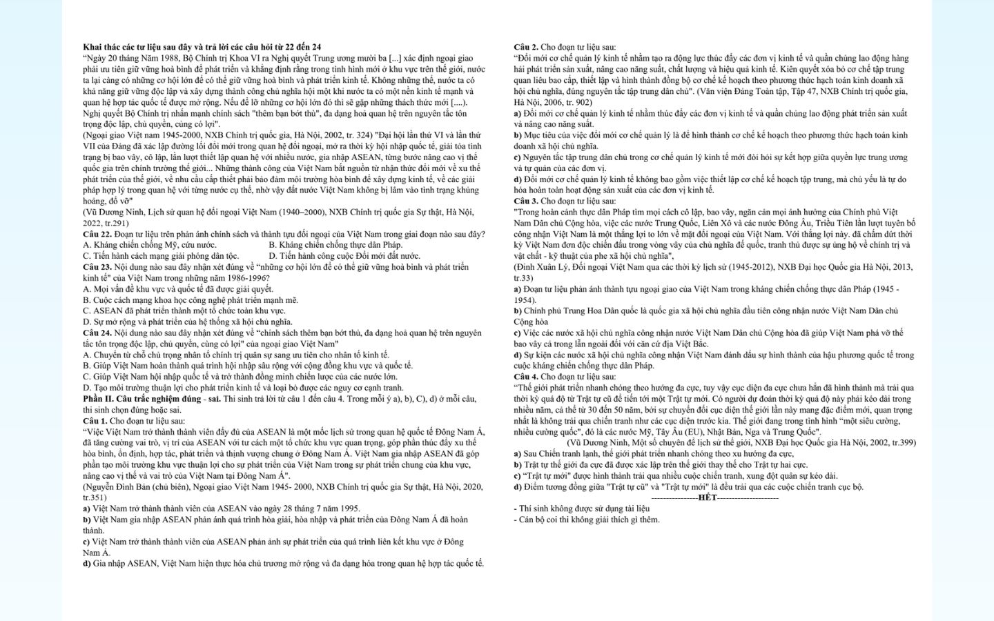 Tham khảo đề thi thử tốt nghiệp THPT 2025 môn lịch sử trường THPT Chuyên Phan Bội Châu (Hà Tĩnh)