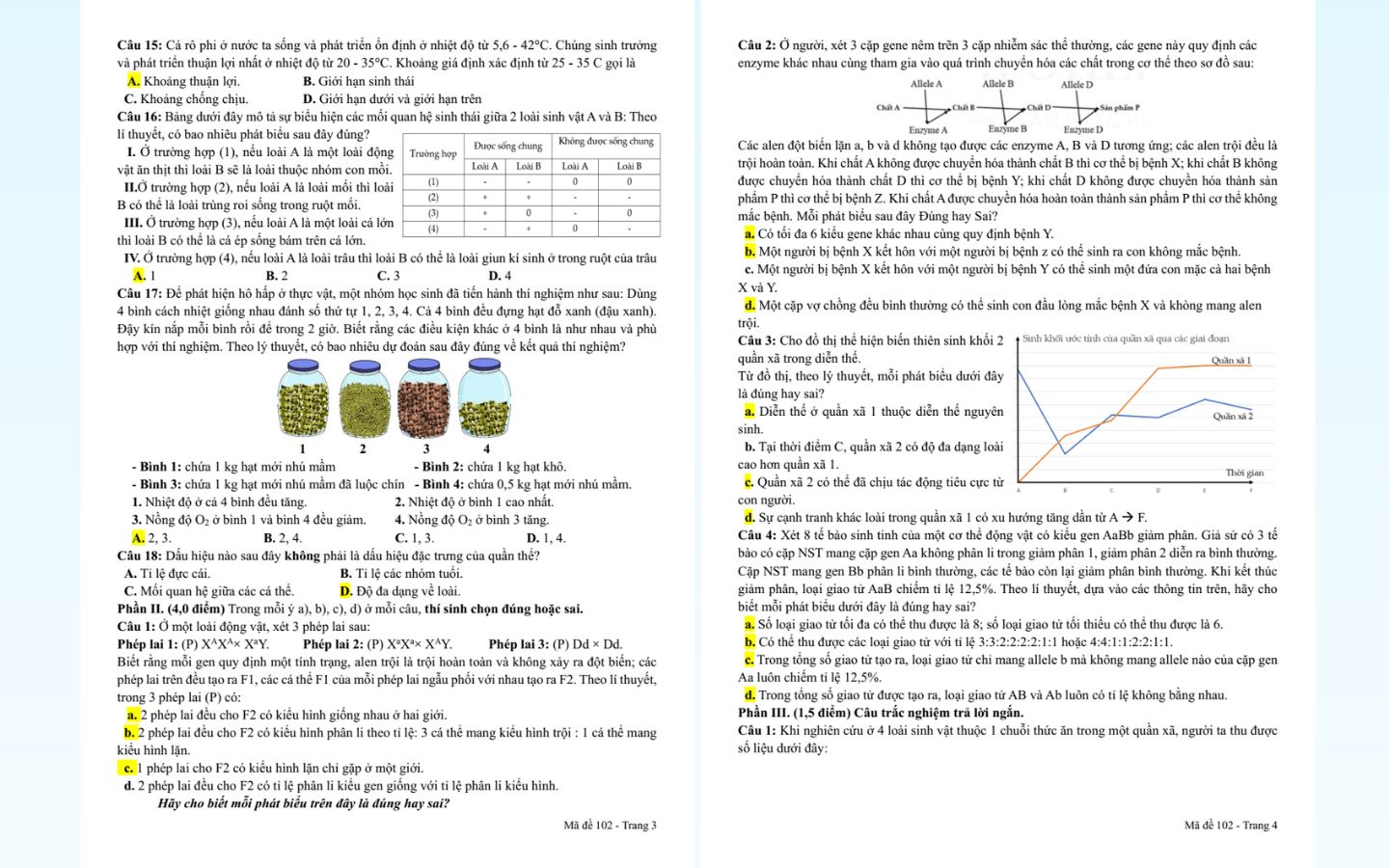 Trọn bộ đề thi thử tốt nghiệp THPT 2025 môn Sinh học có đáp án 12 Tham khảo đề thi thử tốt nghiệp THPT 2025 môn sinh học trường THPT Quang Trung tỉnh Bình Phước