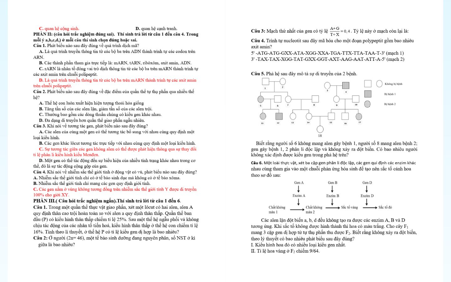 Trọn bộ đề thi thử tốt nghiệp THPT 2025 môn Sinh học có đáp án 7 Tham khảo đề thi thử tốt nghiệp THPT 2025 môn sinh học trường THPT Hải Đông tỉnh Quảng Ninh