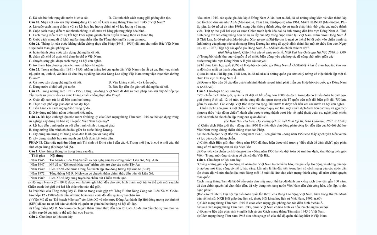  Tham khảo đề thi thử tốt nghiệp THPT 2025 môn lịch sử Tỉnh Ninh Bình