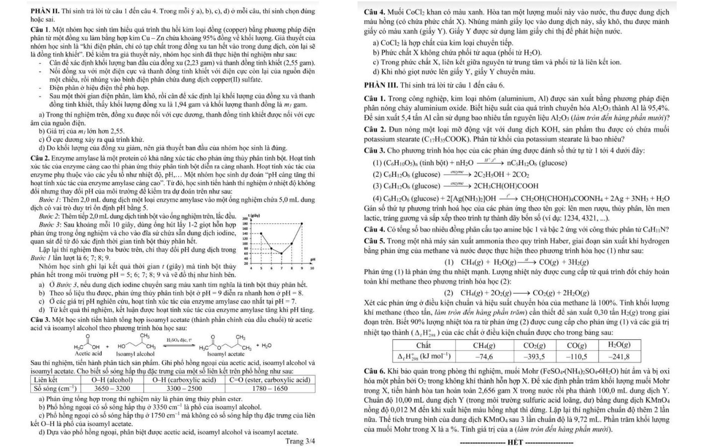 Đề thi thử tốt nghiệp THPT 2025 môn Hóa từ Bộ Giáo dục & Đào tạo trang 3 và 4