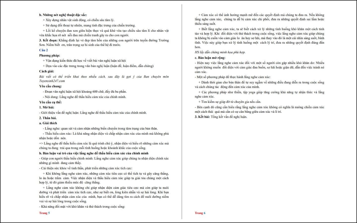 Đề thi thử THPT 2025 môn Ngữ văn - Sở GD&ĐT Hà Nội - Trang 5-6