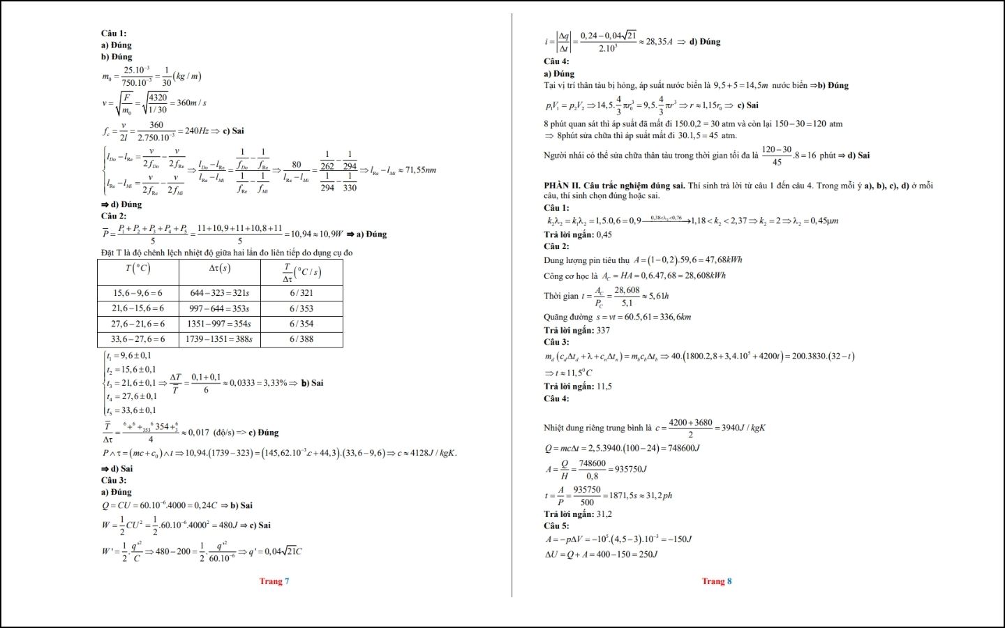 Đề thi thử THPT 2025 môn Vật lý - THPT Chuyên Phan Bội Châu - Trang 7-8