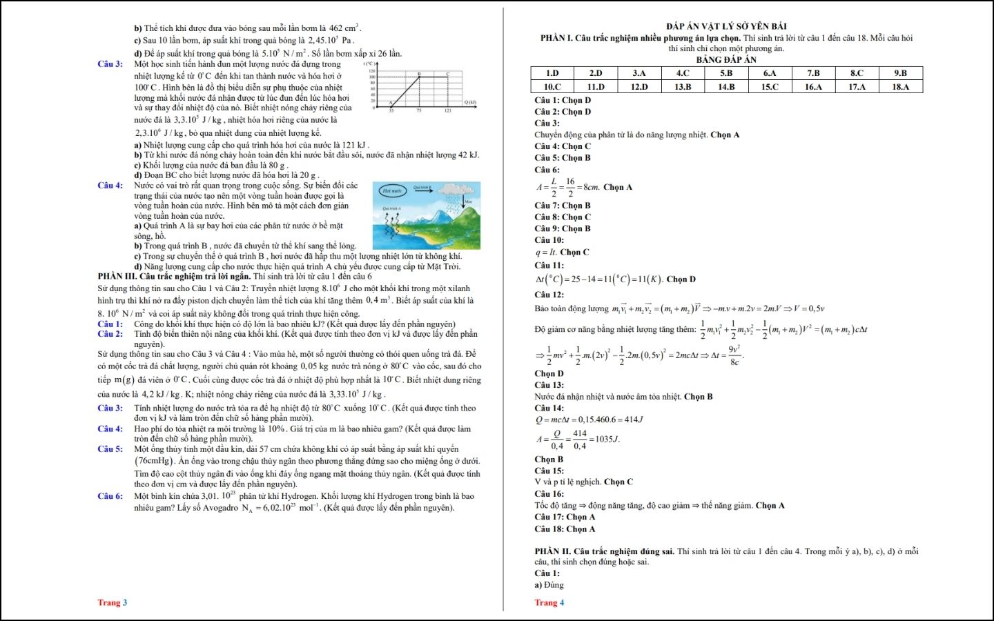 Đề thi thử THPT 2025 môn Vật lý - Sở GD&ĐT Yên Bái - Trang 3-4