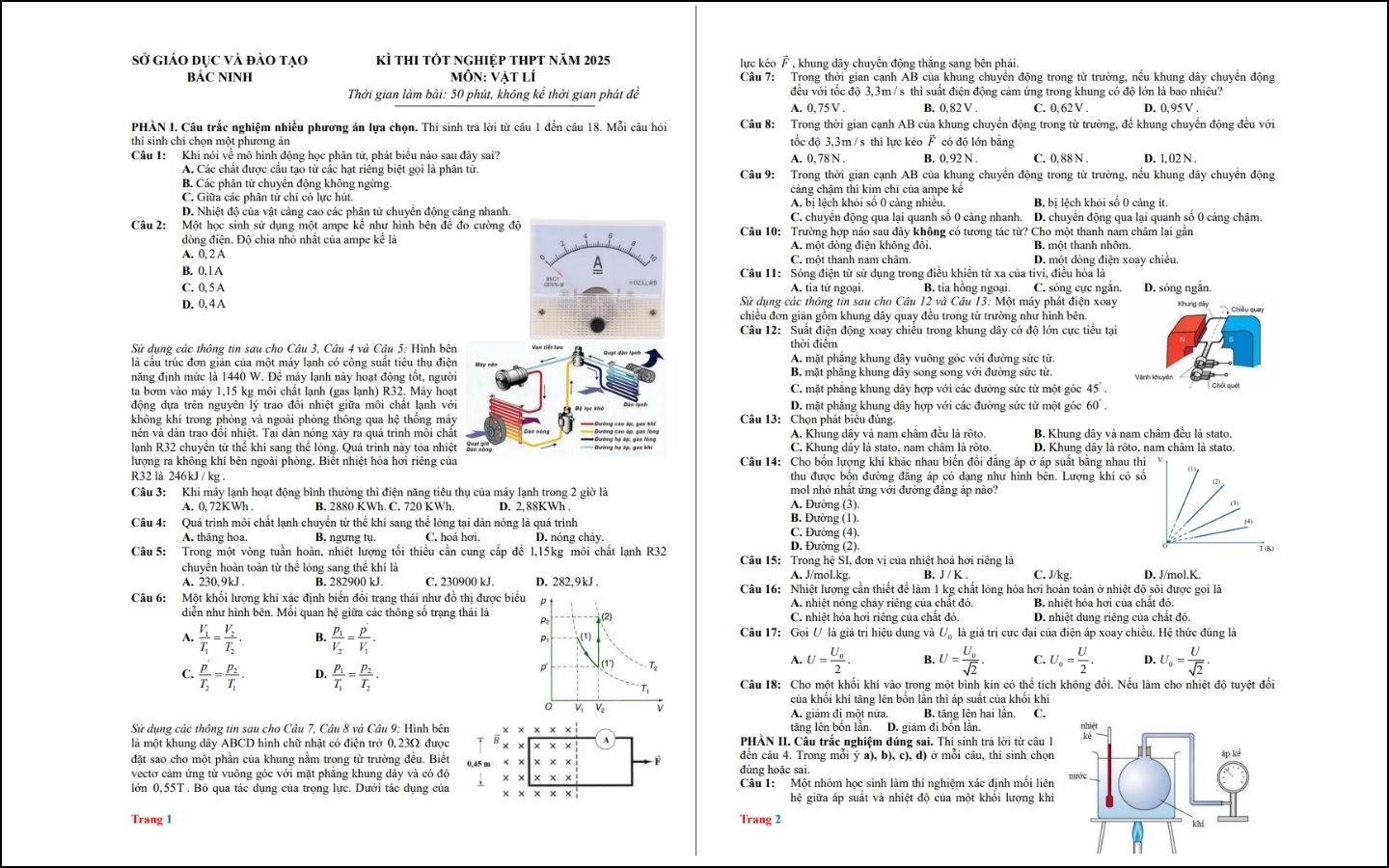 Đề thi thử môn Vật lý - Sở GD&ĐT Bắc Ninh - Trang 1-2