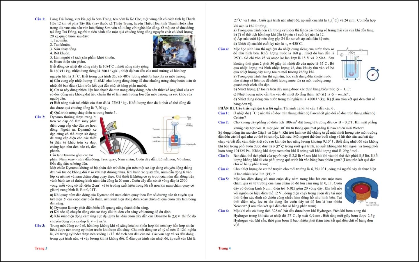 Đề thi thử Vật lý - Sở GD&ĐT Thanh Hóa - Trang 3-4
