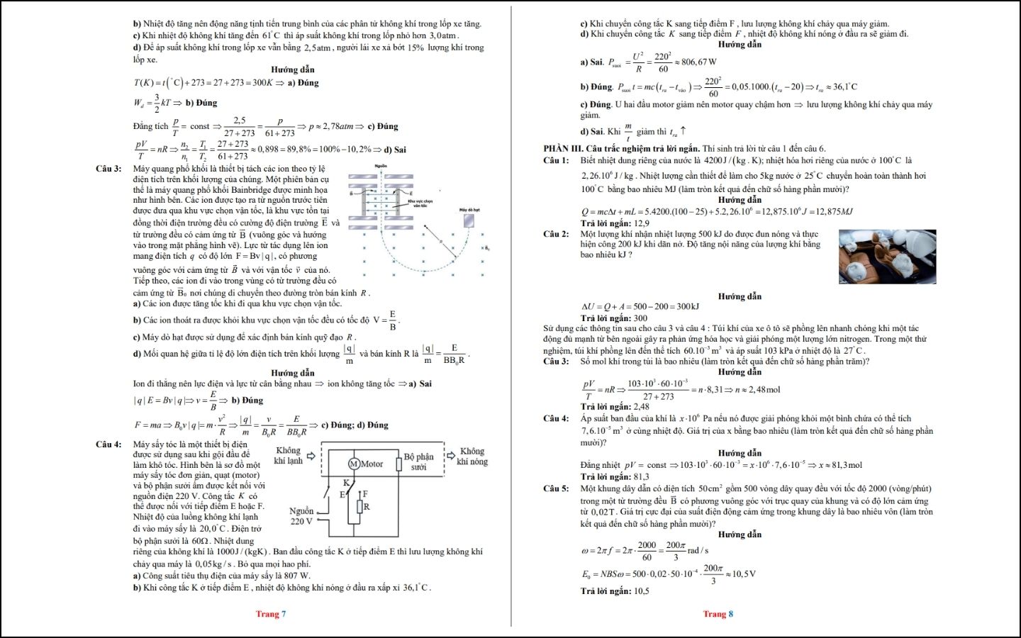 Đề thi thử môn Vật lý 2025 - Sở GD&ĐT Thái Nguyên - Trang 7-8