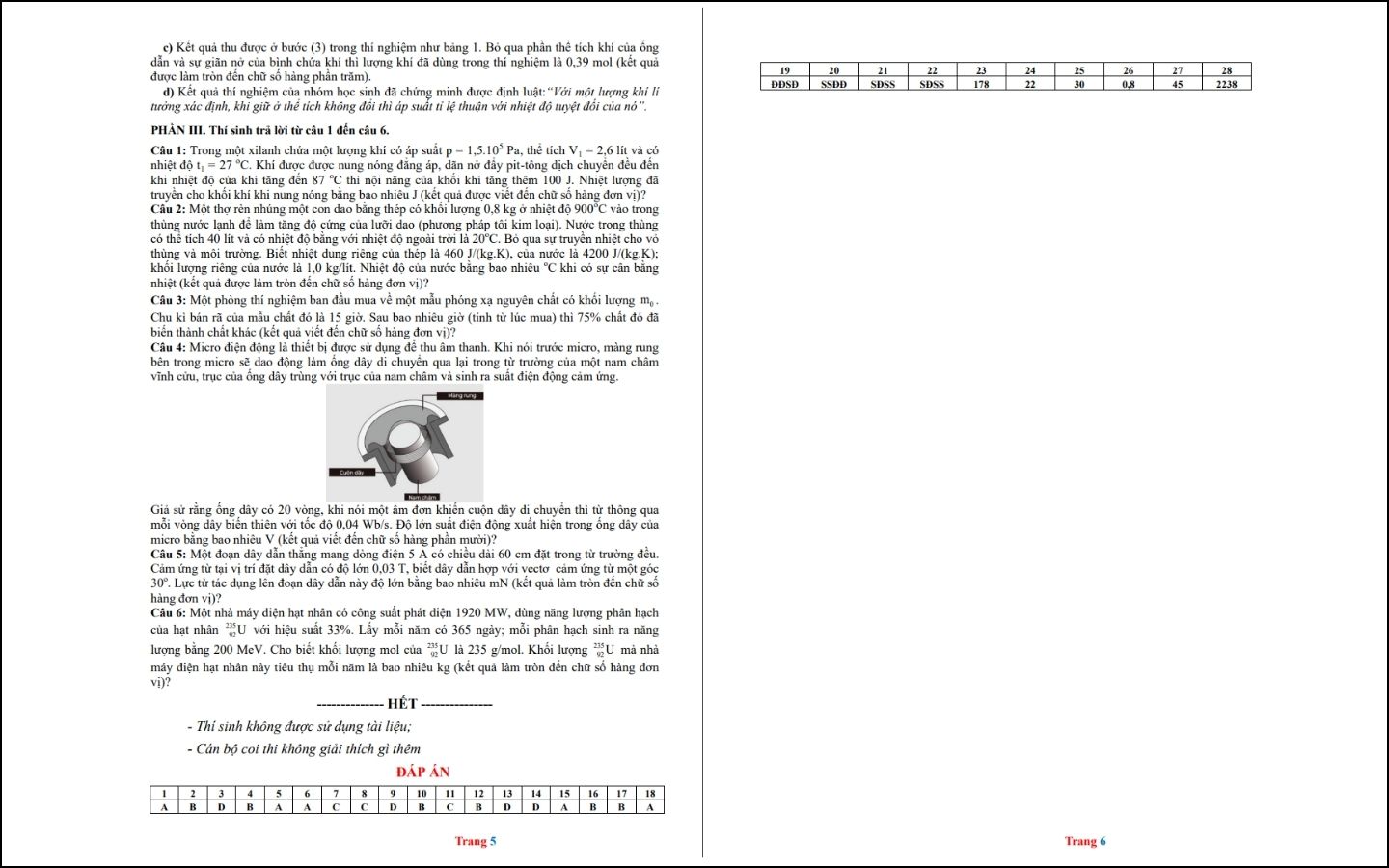 Đề thi thử THPT 2025 môn Vật lý - Sở GD&ĐT Hải Dương - Trang 5-6