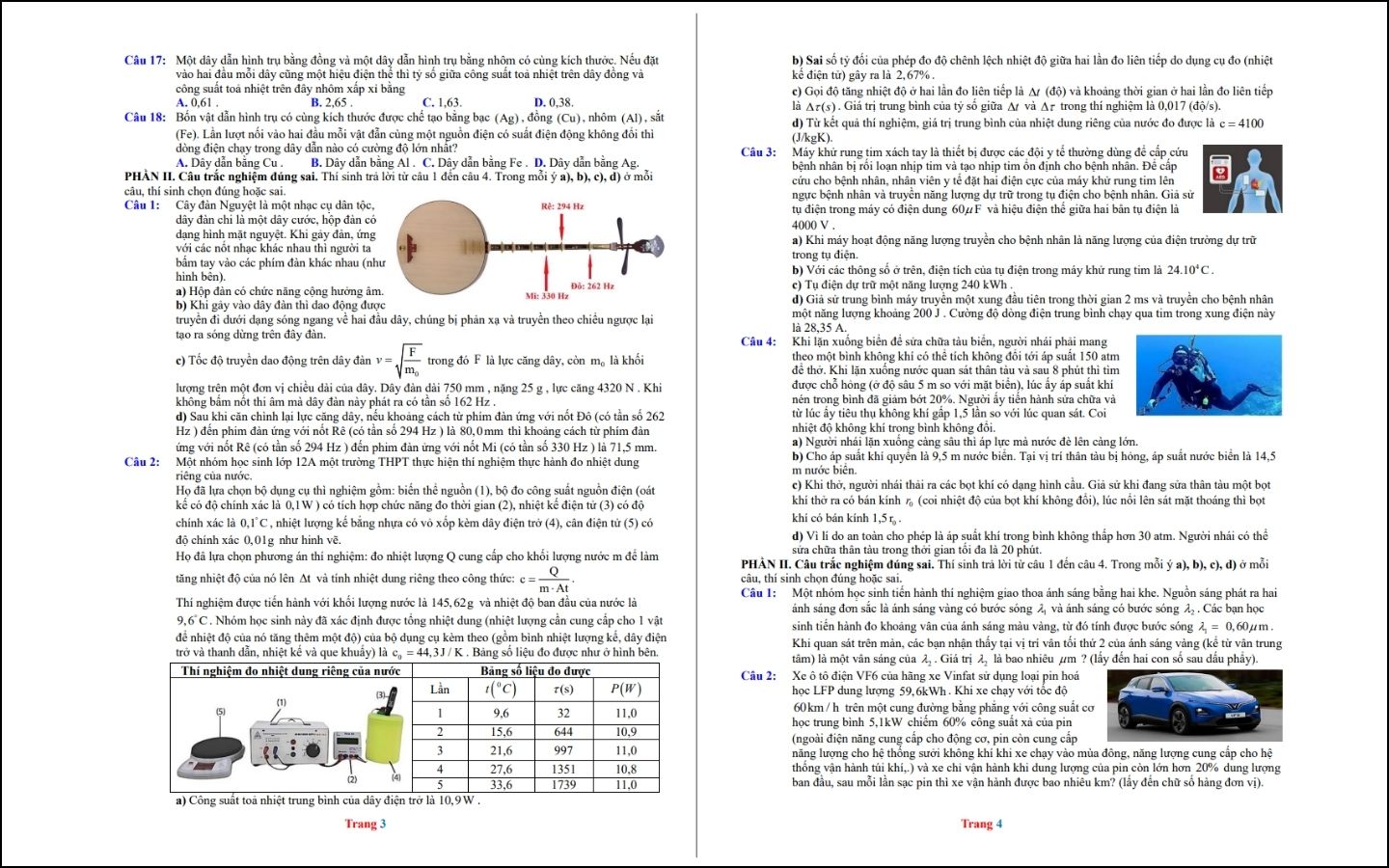 Đề thi thử THPT 2025 môn Vật lý - THPT Chuyên Phan Bội Châu - Trang 3-4