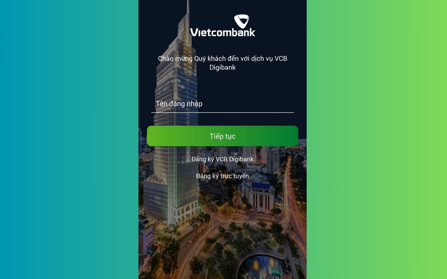 Đăng nhập vào tài khoản ngân hàng Vietcomank