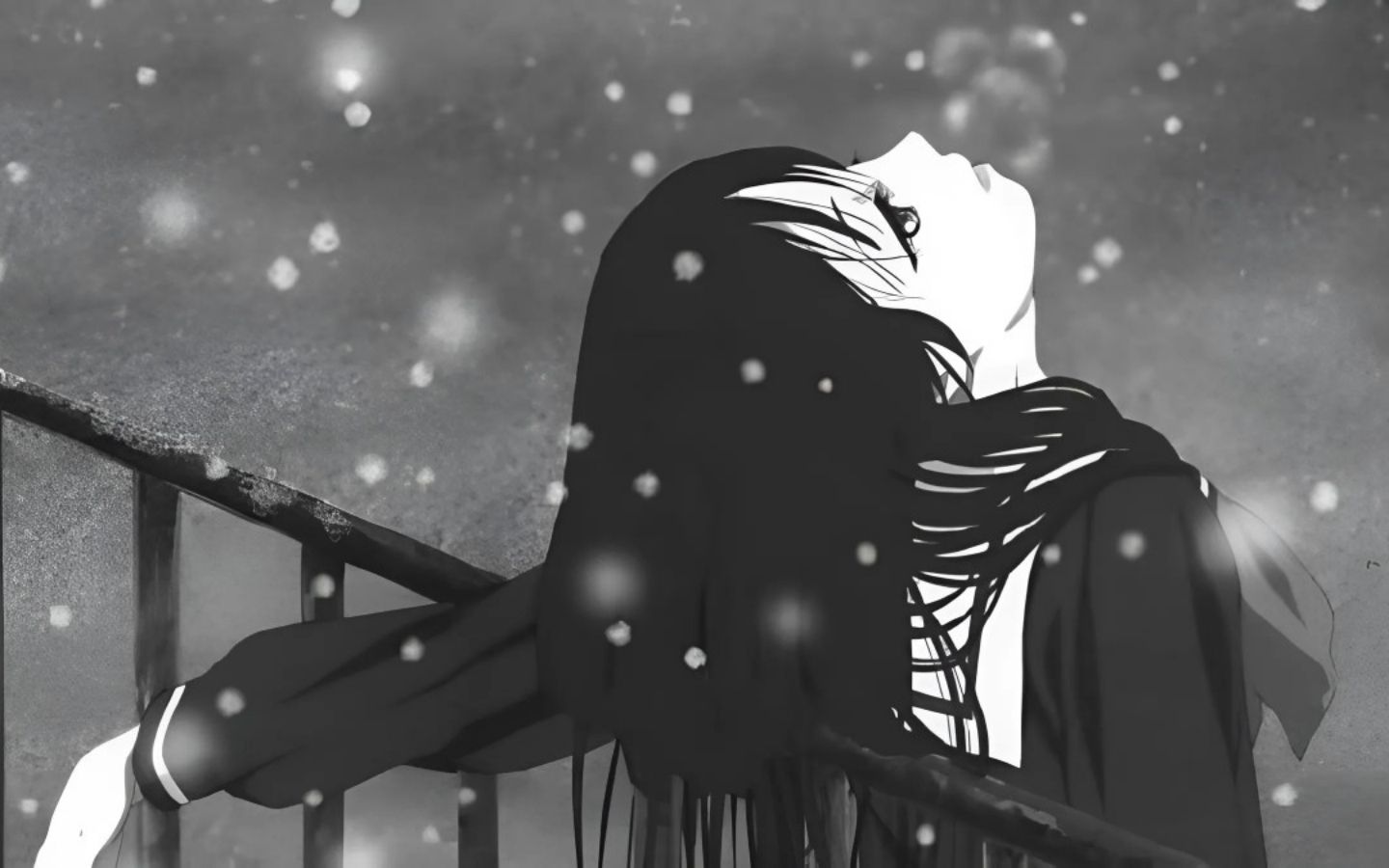 Hình nền nhân vật nữ ngước mặt lên trời đầy tâm trạng