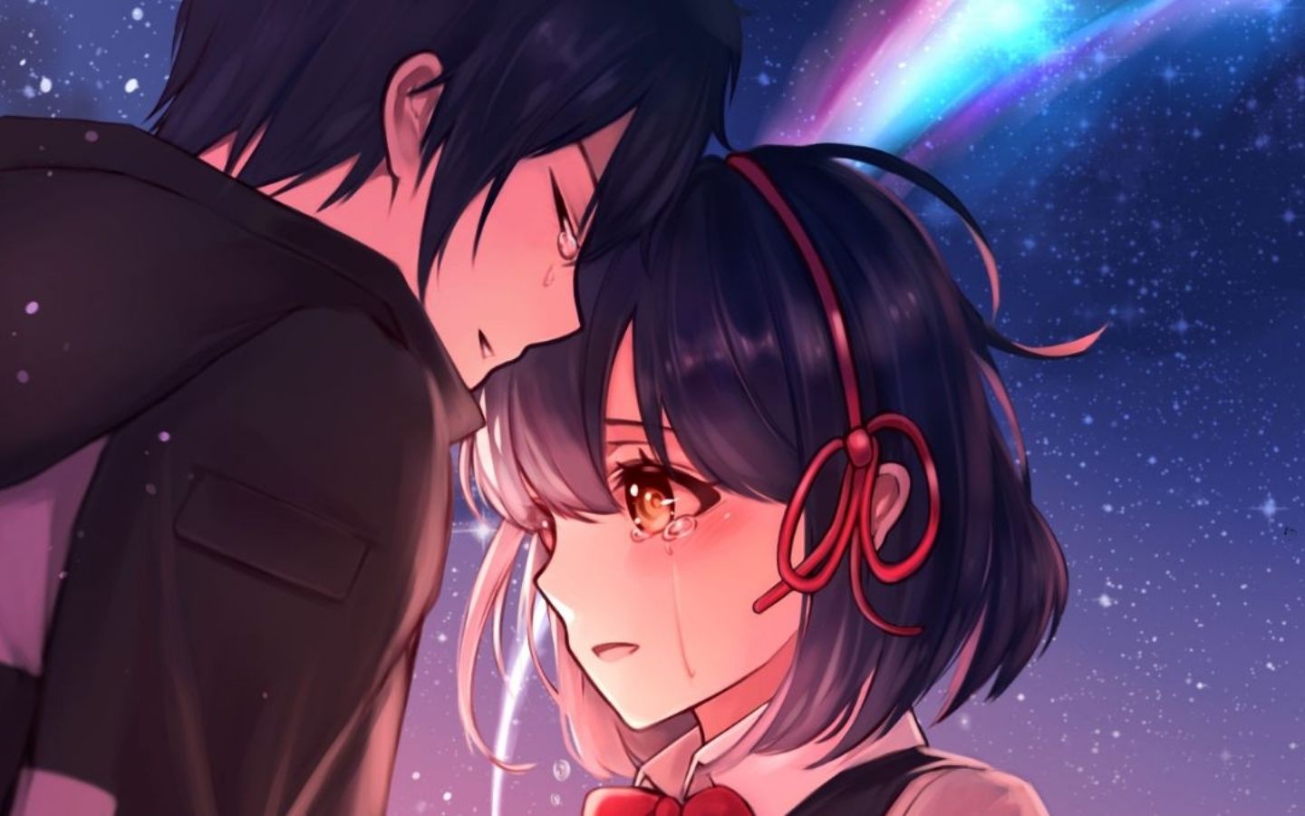 Hình nền 2 nhân vật đang nương tự nhau và khóc