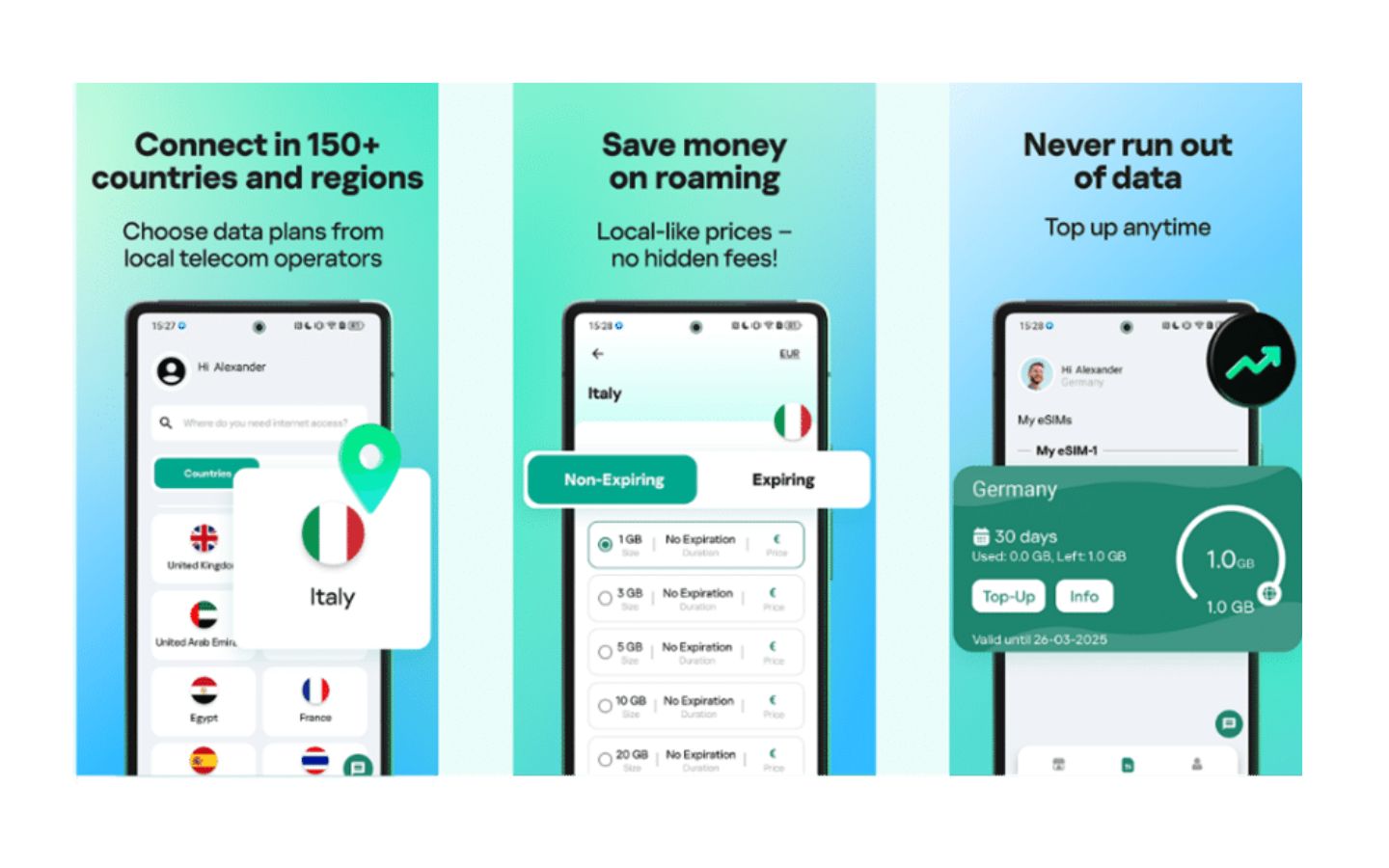 Giao diện ứng dụng Kaspersky eSIM trên hệ điều hành Android 