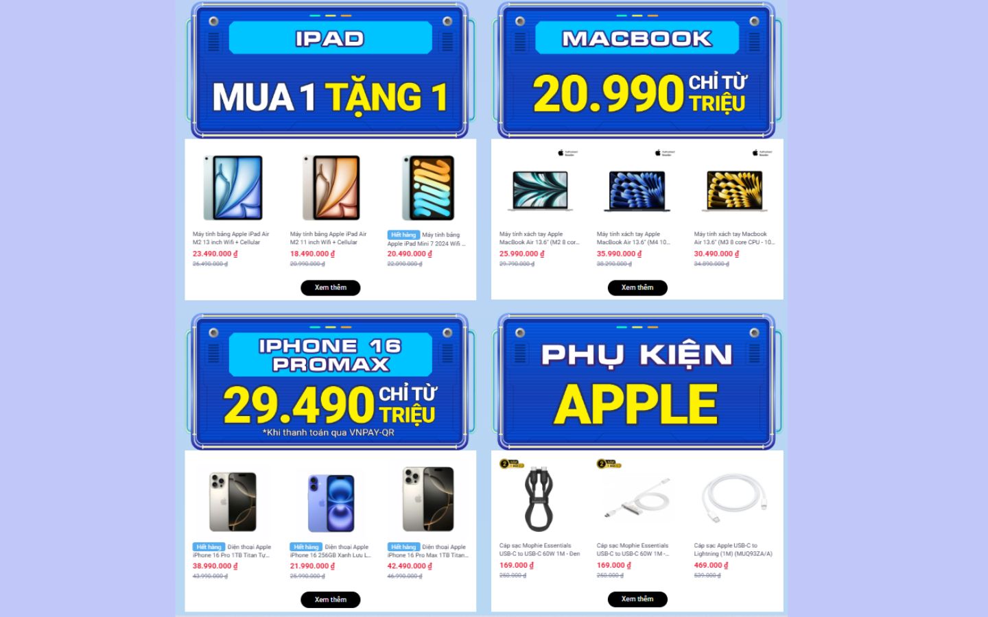 Giảm "sâu" các sản phẩm Apple