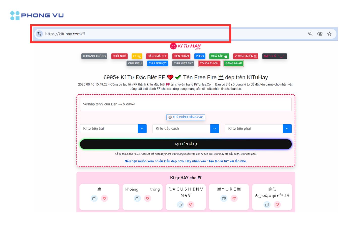 99+ Cách đặt tên Free Fire ngầu, tên FF cực chiến cho game thủ 8 Nhập tên và chọn ký tự