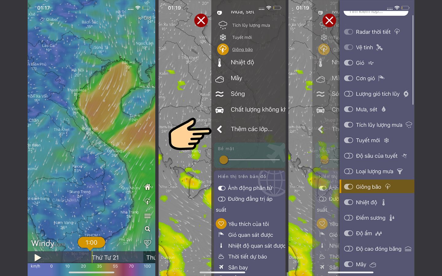Thêm các tính năng khác trên Windy