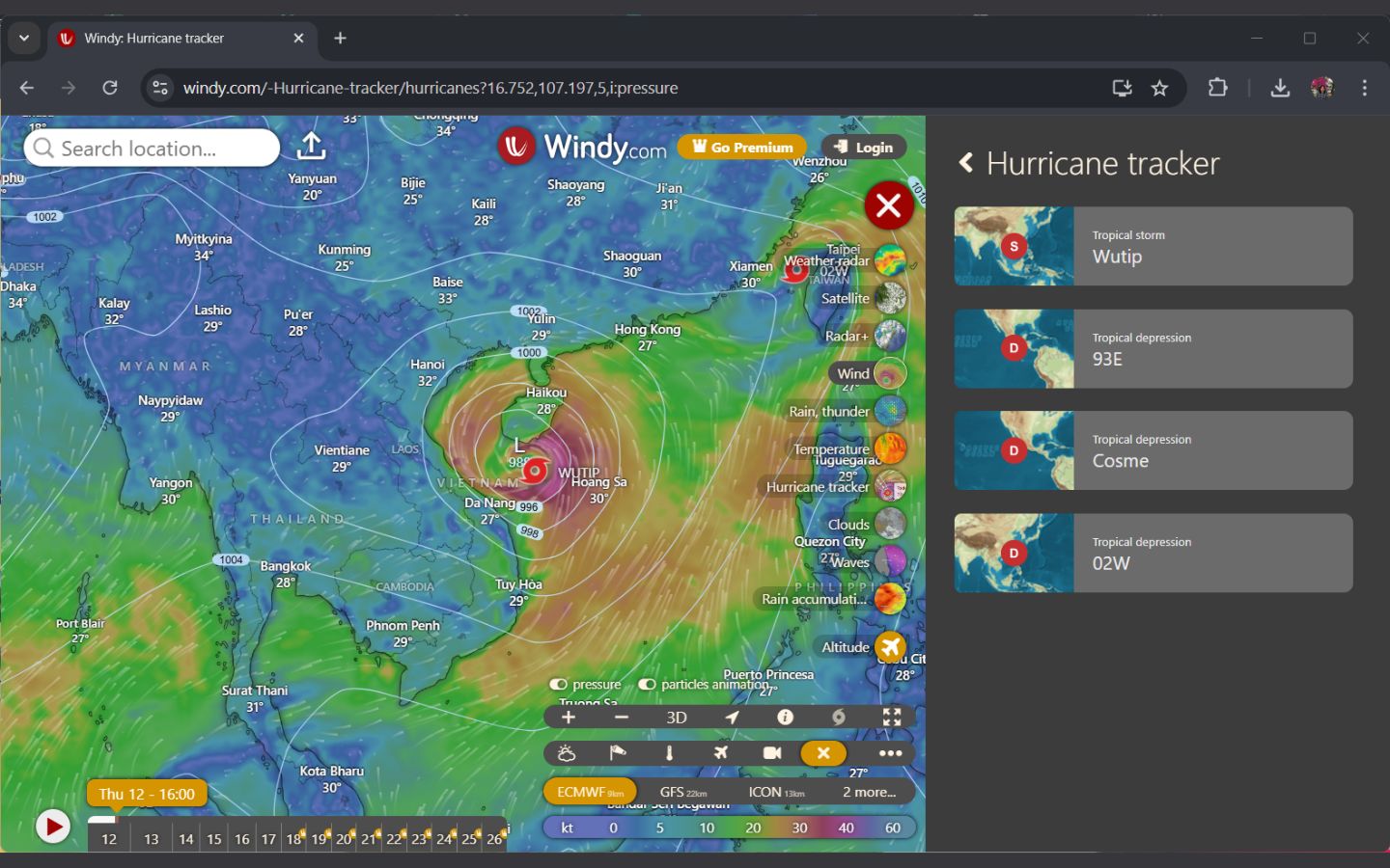 Theo dõi các cơn bão