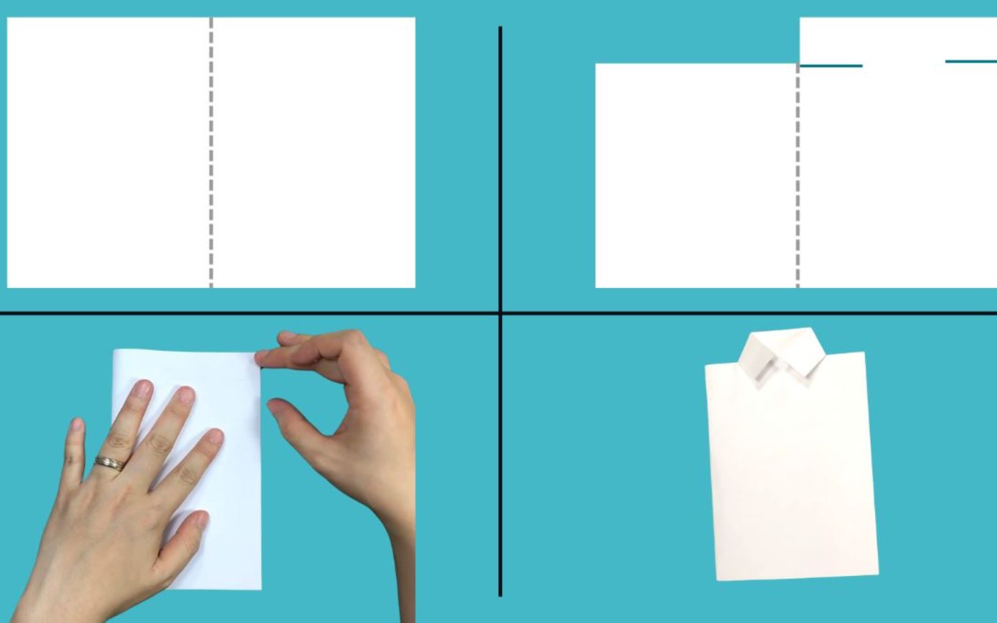 Gấp đôi 1 trong hai tờ giấy hình chữ nhật