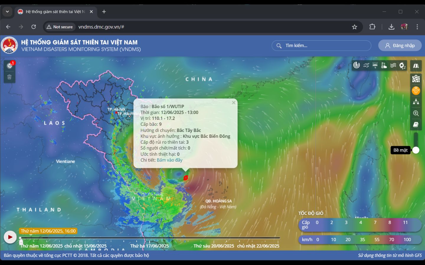 Thông tin về bão số 1