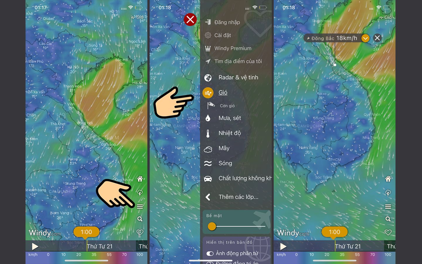 Xem tình hình thời tiết trên điện thoại 