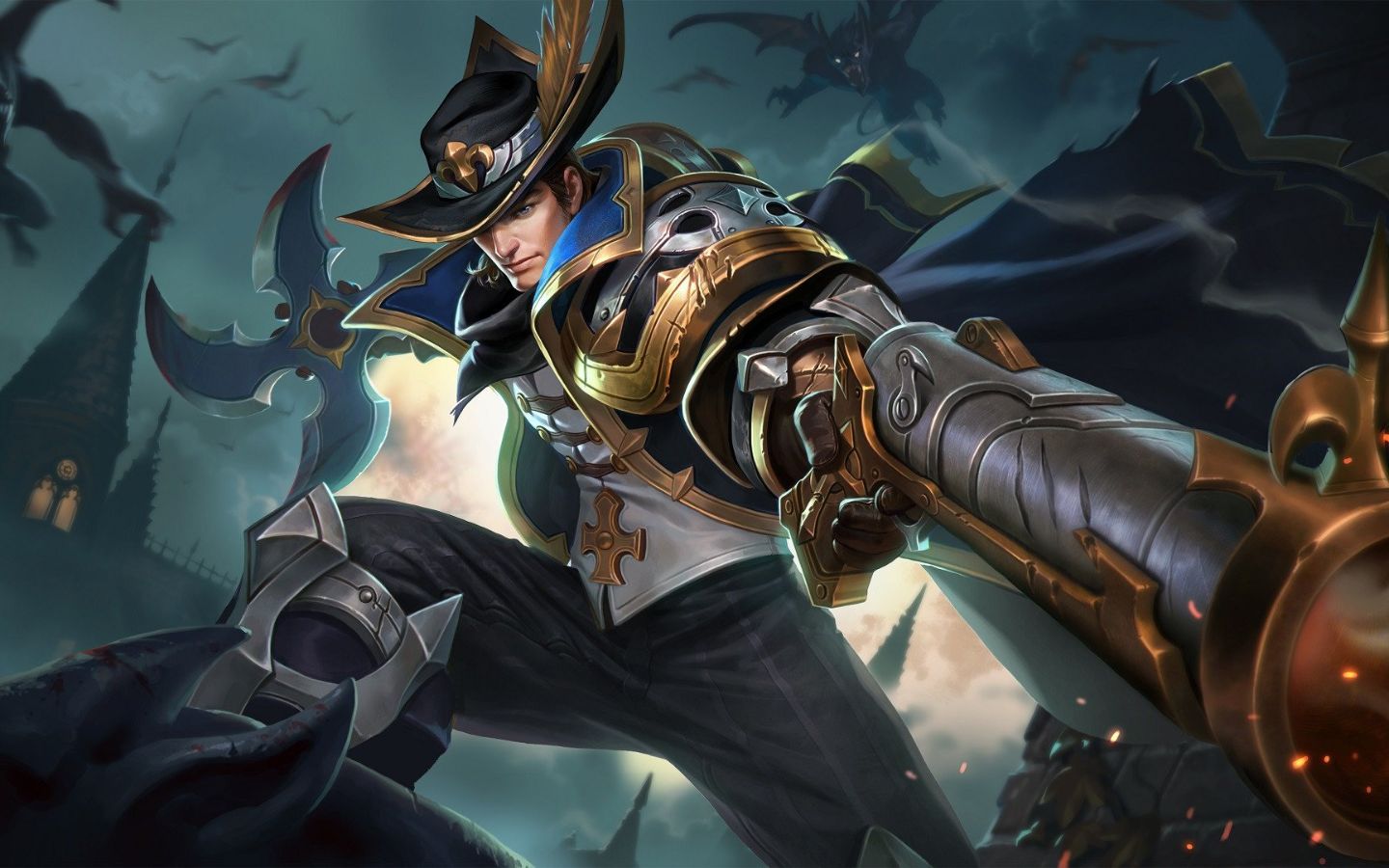 Valheintay cầm súng, tạo dáng giữa khung cảnh thành phố hiện đại