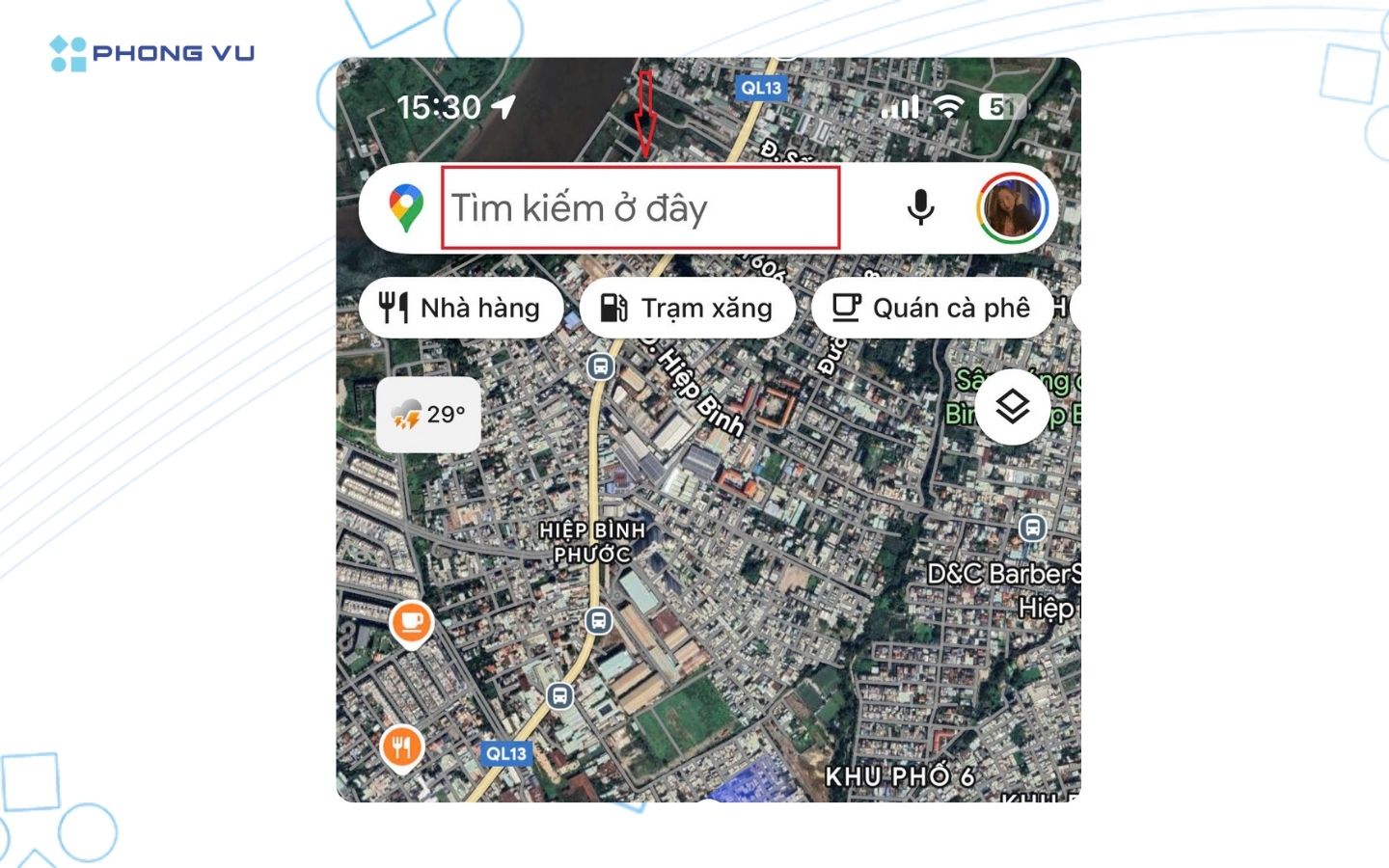 Nhập địa chỉ vào thanh tìm kiếm