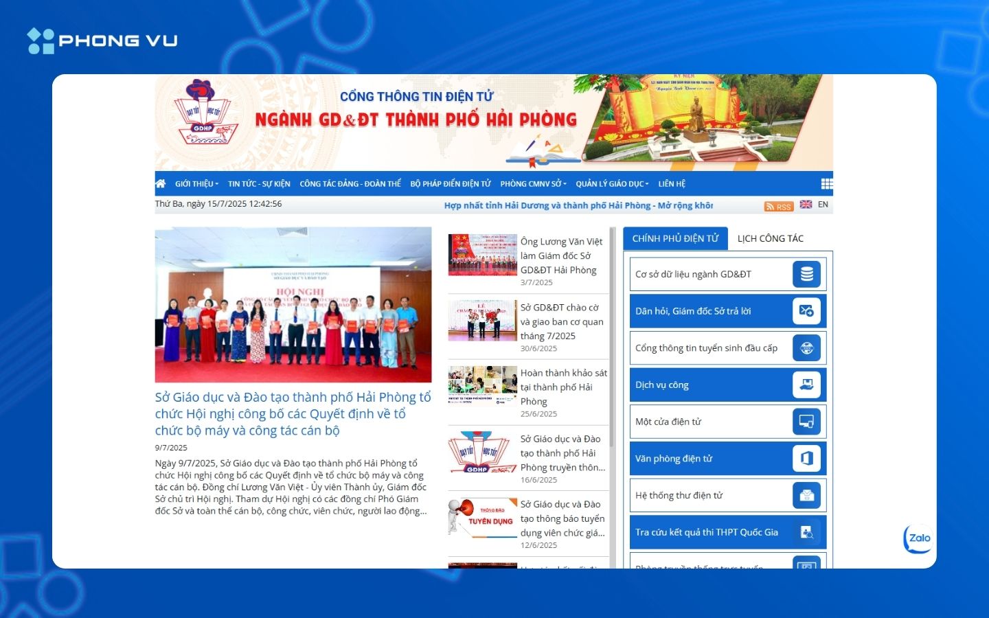 Truy cập vào website chính thức của Sở GD&ĐT tỉnh bạn sinh sống