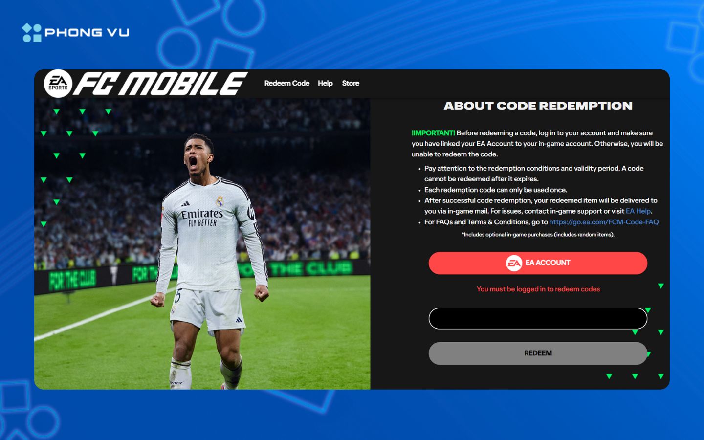 Truy cập trang nhập code chính thức