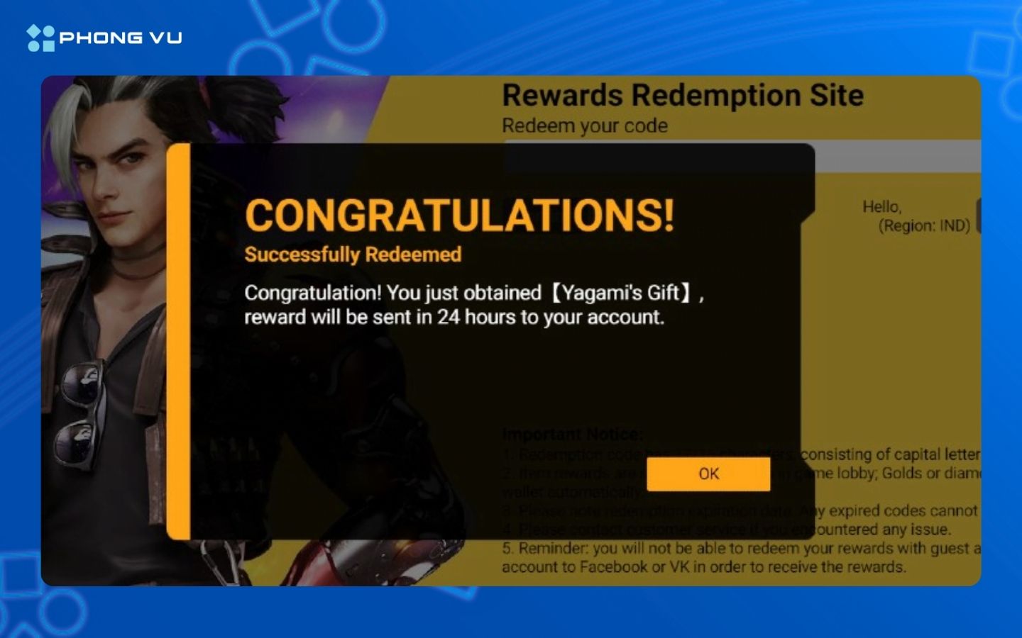 Nếu mã hợp lệ sẽ nhận được thông báo thành công ngay trên trang